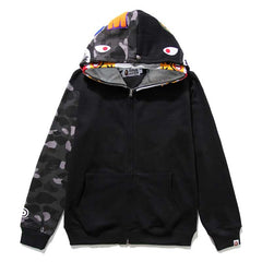 Bathing Ape Bape Tiger Head Shark Double Hood Sweater Camouflage Hoodie Thin Velvet Terry Hooded Sweater