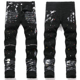 Mens Fashion Jeans White graffiti S8286#