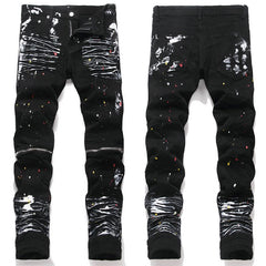 Mens Fashion Jeans White graffiti S8286#