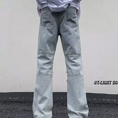Men Jeans Skinny Jeans Zipper Split Straight-Leg Overalls