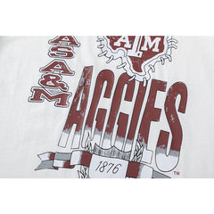 Travis Scott T Shirts x Mitchell x Ness Texas AM Aggies Hand-Drawn Short Sleeve