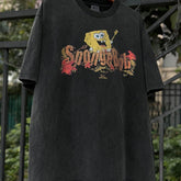 Unisex Vintage T Shirts CSF SpongeBob ¨C American vintage style, West Coast hip-hop fit, white ink direct-to-garment (DTG) print.