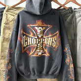 Unisex Vintage Hoodie Harley-Davidson West Coast Flames & Cross Limited Edition Distressed Hoodie ¡ª featuring multi-area handcrafted distressing and heavy-duty enzyme-washed, faded finish.