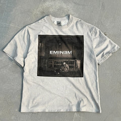 Unisex Vintage T Shirts Eminem Stan Letter Manuscript Limited Edition ¨C Cement Grey T-Shirt featuring a special wash finish, custom heavyweight brushed fabric with a vintage feel, and direct-to-garment white ink printing.