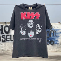 Unisex Vintage T Shirts KISS '96-'97 Tour ¨C Limited Edition Heavyweight Distressed Wash Tee