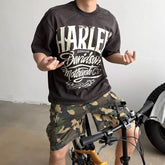 Unisex Vintage T Shirts Saint X BerBerJin X Harley three-way collaboration. Heavyweight 280g fabric (post-wash weight). Vintage construction featuring single-stitch and blind-stitch detailing. Finished with heavy-duty monkey-style spray distressing