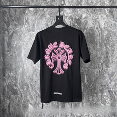 CHH Heart T Shirts Cross Printed Cotton Casual T-Shirt Couple Short Sleeve