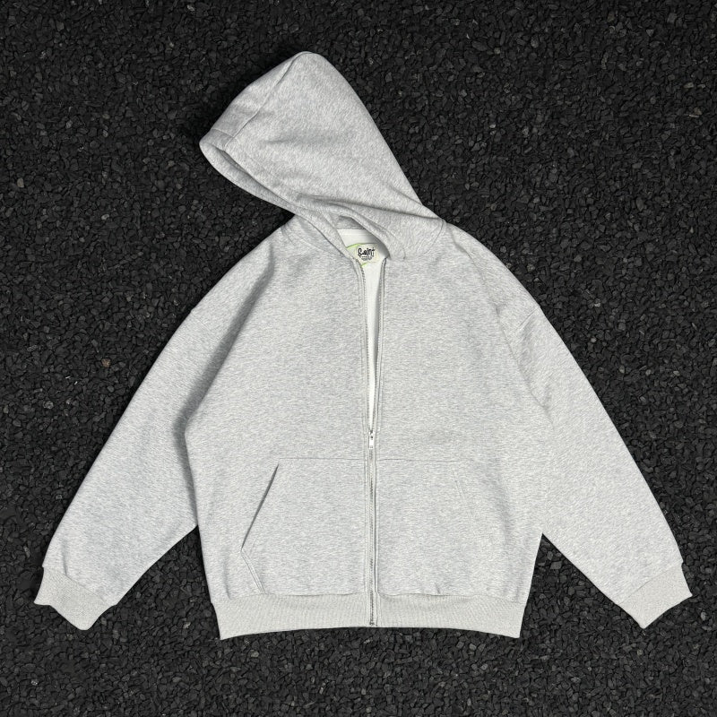 Unisex Vintage Hoodie SAINT MICHAEL CHO Heather Grey American-style Clean Fit Zip-up Hoodie ¡ª Heavyweight, oversized silhouette offering a relaxed vibe, perfect for layering.
