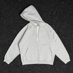 Unisex Vintage Hoodie SAINT MICHAEL CHO Heather Grey American-style Clean Fit Zip-up Hoodie ¡ª Heavyweight, oversized silhouette offering a relaxed vibe, perfect for layering.