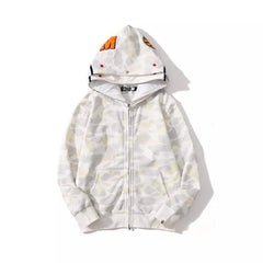 Bathing Ape Bape Hoodie Double Hat Luminous Camouflage Cardigan Zip Hooded Velvet Shark