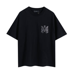 Amiri T Shirts Washed Series Hot-fix rhinestone font