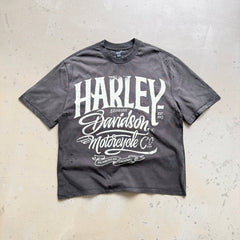 Unisex Vintage T Shirts Saint X BerBerJin X Harley three-way collaboration. Heavyweight 280g fabric (post-wash weight). Vintage construction featuring single-stitch and blind-stitch detailing. Finished with heavy-duty monkey-style spray distressing