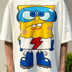 Unisex Vintage T Shirts CSF SpongeBob ¨C American vintage / West Coast hip-hop style fit. Features white-ink direct printing and a heavyweight, distressed wash finish. High-street short-sleeve tee with an unbeatable feel and texture.
