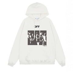 OW Blur Portrait Arrow Pattern Pullover Hooded Sweater