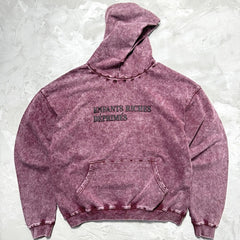 Unisex Vintage Hoodie Hand-distressed craftsmanship; Asute enzyme-wash finish for a natural, faded look.