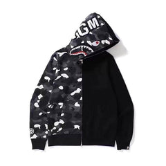 Bathing Ape Bape Hoodie Camouflage Stitching Sweatshirt Luminous Hooded Zipper Fleece Jacket