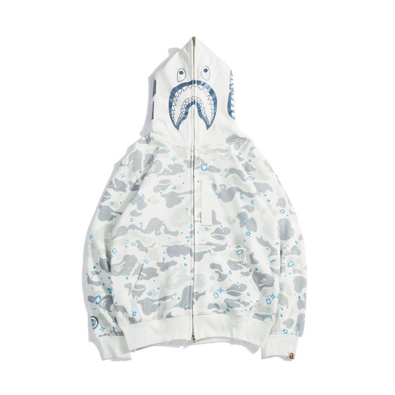 Bathing Ape Bape Hoodie Starry Sky Sweater Black and White Starry Sky Blue Shark Hat Printed Casual Hooded Sweater
