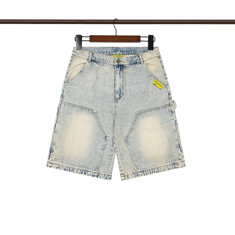 COUGH SYRUP Denim shorts Washable Rhinestones