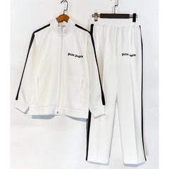 Palm Angels sweatshirt & sweatpants Two-piece set Black and white stripes Striped zip-up cardigan