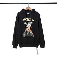 Off White hoodie New volcanic eruption personalized print casual loose hoodie