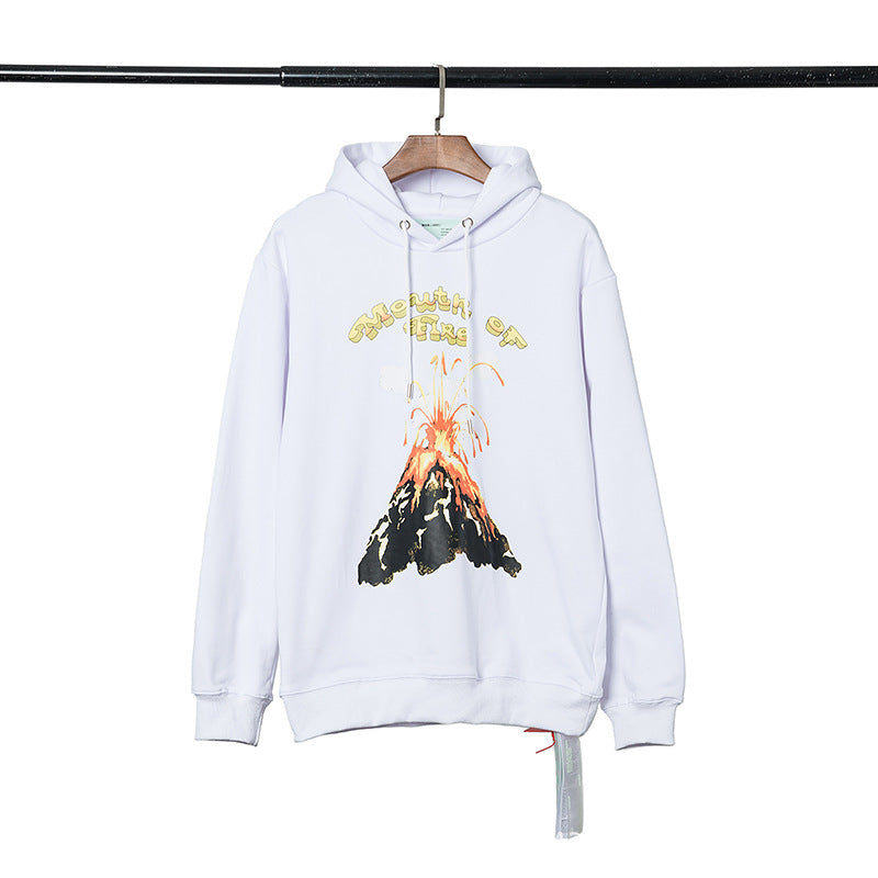 Off White hoodie New volcanic eruption personalized print casual loose hoodie