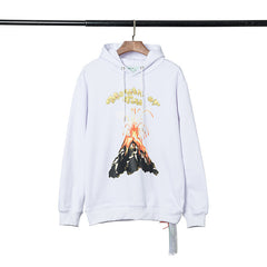 Off White hoodie New volcanic eruption personalized print casual loose hoodie
