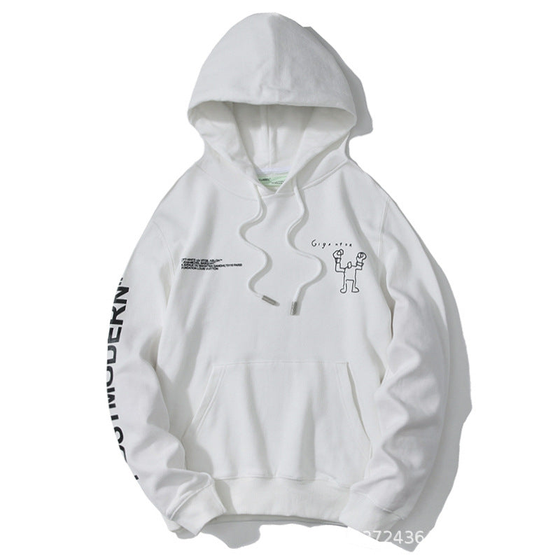 Off White hoodie spoof robot graffiti arrow cotton pullover hooded