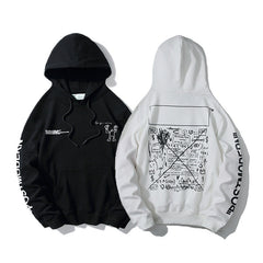 Off White hoodie spoof robot graffiti arrow cotton pullover hooded