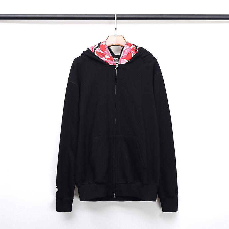 Bathing Ape Bape Hoodie Fall/Winter Double Hood Camouflage Shark Head Zipper Fleece Padded Coat Sweatshirt