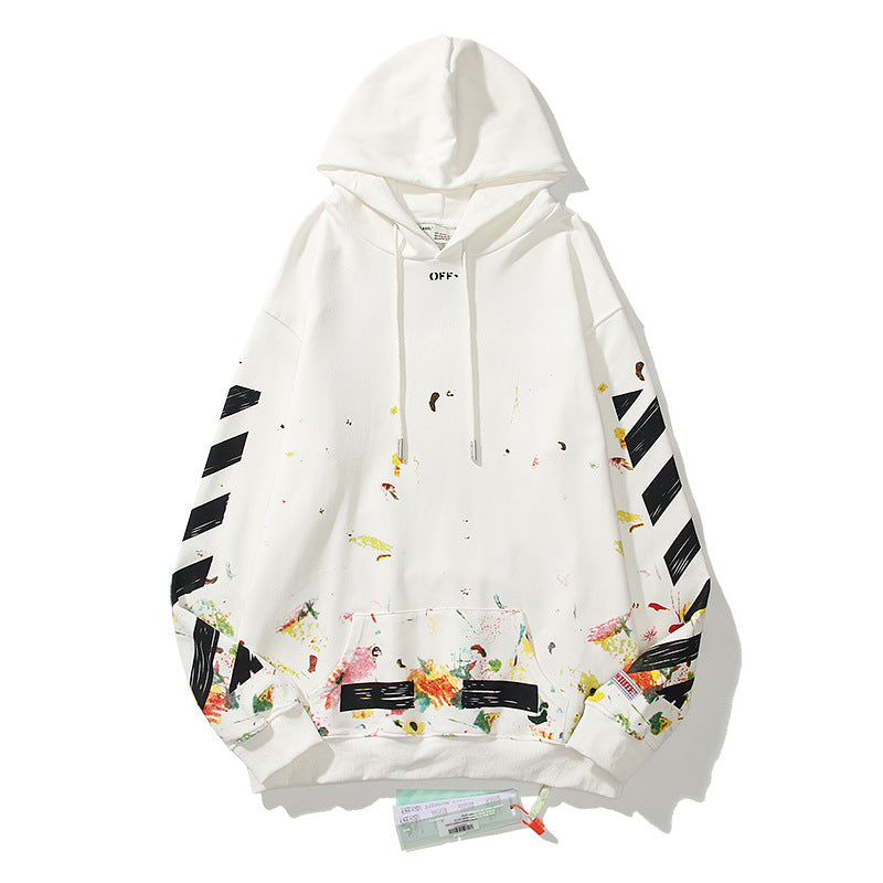 Off White hoodi plant pattern splash ink print