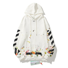 Off White hoodi plant pattern splash ink print