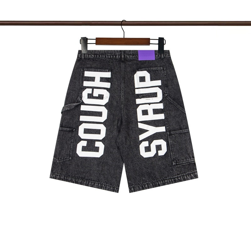 COUGH SYRUP Denim shorts Washable Rhinestones