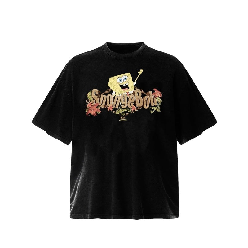 Unisex Vintage T Shirts CSF SpongeBob ¨C American vintage style, West Coast hip-hop fit, white ink direct-to-garment (DTG) print.