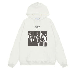OW Blur Portrait Arrow Pattern Pullover Hooded Sweater