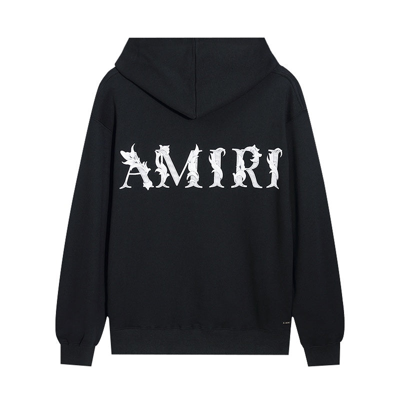 Amiri Hoodie Italic lettering intertwined with floral motifs