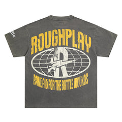 Rough Play T Shirts RoughPlay White Ink Direct Injection Hot Diamond Pure Cotton Street