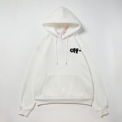 OW large letter print pattern fleece hooded sweater