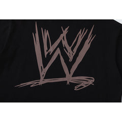 Travis Scott T Shirts x WWE joint model flame skull letter SAGE THE STAGE letter print retro short-sleeved T-shirt