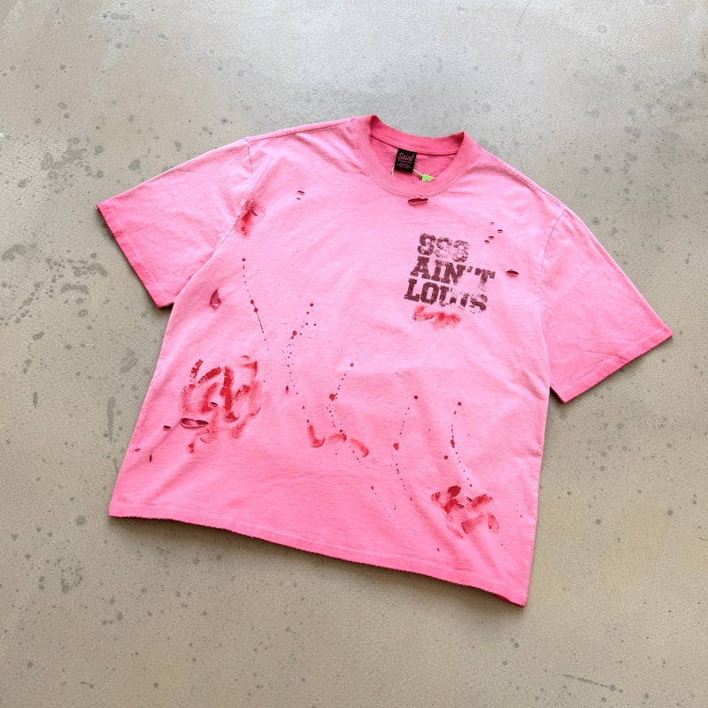Unisex Vintage T Shirts Saint Street Dirty Graffiti-Style T-Shirt: Features hand-painted splatter art on the finished garment, multi-zone hand-distressing, and a heavy-duty enzyme-washed finish with spray-effect whiskering¡ªexuding a premium, vintag