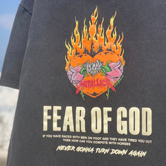 Unisex Vintage T Shirts Metallica Flower Skull ¡ª a limited-edition, one-of-a-kind (1-of-1) piece featuring a Fear of God-style graphic, printed on a heavyweight, vintage-washed base garment.