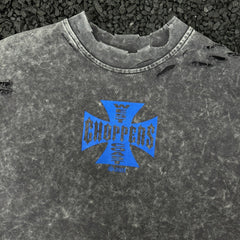 Unisex Vintage sweatshirt West Coast Biker Blue Cross Limited Edition Crewneck Sweatshirt ¨C Heavyweight, Washed & Distressed Finish