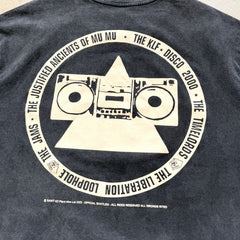 Unisex Vintage T Shirts Saint ¡Á KLF Freedom Radio Collaboration T-Shirt. Heavyweight 260g pure cotton fabric (post-wash weight). Vintage single-stitch and blind-stitch construction. Features hand-painted ink splatter, sandblasted wash finish, and dis