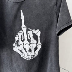 Unisex Vintage T Shirts Saint 26ss Vintage Line (WCC) ¨C Punk Chopper Fuck ¨C Limited Edition ¨C Boxy, Wide-Cut, Distressed-Style Streetwear T-Shirt with Wide Neckline (Rebellious Biker/Skull Aesthetic)