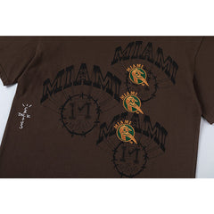 Travis Scott T Shirts x Mitchell x Ness Miami Hurricanes Seal Short Sleeve