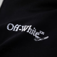 OW embroidered line arrow pattern pullover hooded sweater