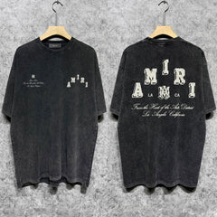 Amiri Washed Distressed T Shirt Printed Trendy Pure Cotton