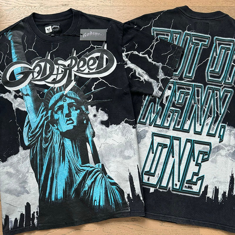 Godspeed T Shirts statue of Liberty 100% pure cotton 260g fabric