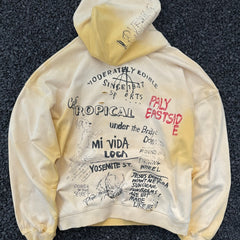 Unisex Vintage Hoodie PalyHollywood SS25 ¡°EPDS¡± Exclusive: Washed & Distressed Hoodie. Features multi-zone handcrafted distressing and a heavyweight Asut enzyme-milled wash finish.
