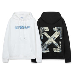 OW three-dimensional square arrow pattern pullover hooded sweater