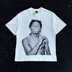 Unisex Vintage T Shirts American West Coast street-style high-street short-sleeve tee featuring graffiti and hip-hop aesthetics; crafted from heavyweight fabric with a distressed wash finish and direct-to-garment white ink printing.